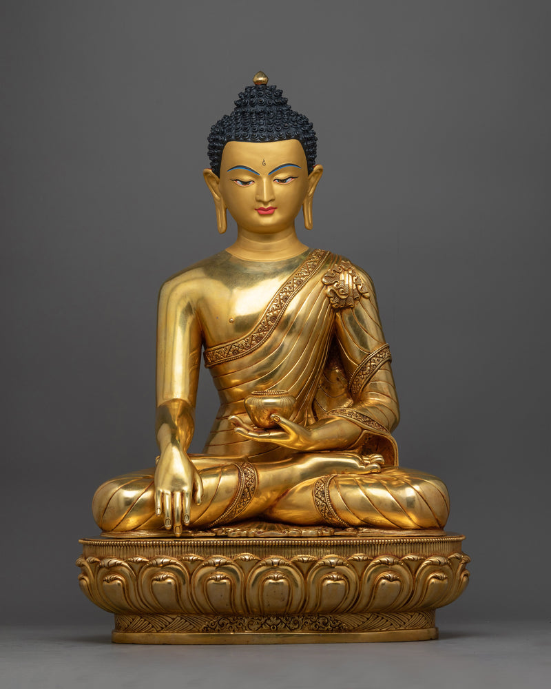 triple gold coated buddha shakyamuni statue