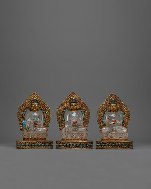 three-buddha-crystal statue set 