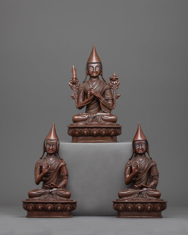 Copper Tsongkhapa With Disciples Statue 