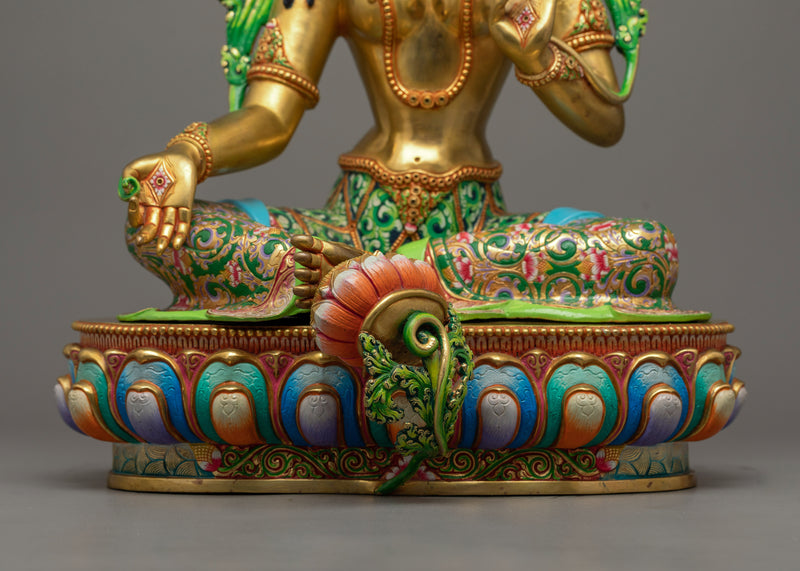 Green Tara Spiritual Sculpture | Beacon of Compassionate Action