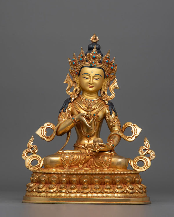 Vajrasattva statue, 33 cm, 24k Gold Gilded.