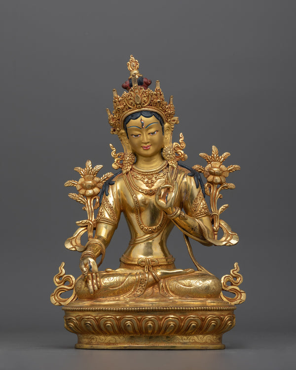 White Tara Copper Statue for Sacred Shrine