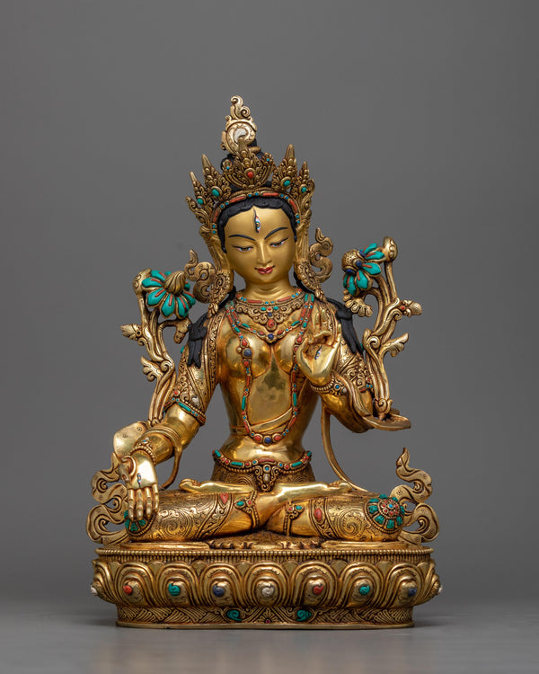 Beautiful white-tara-sculpture for buddhist shrine