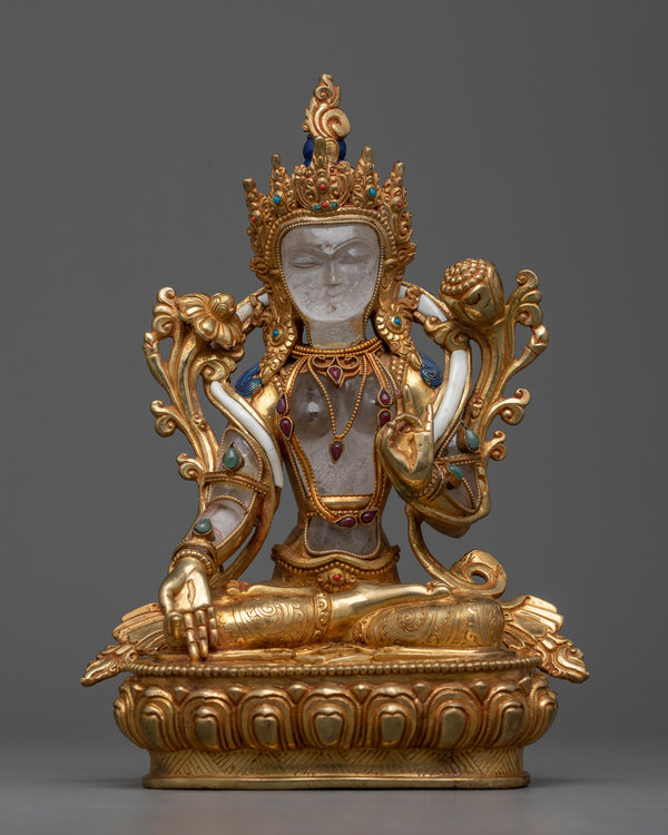 White Tara Crystal Statue