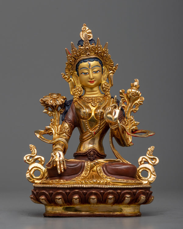 beautiful copper statue of white-tara