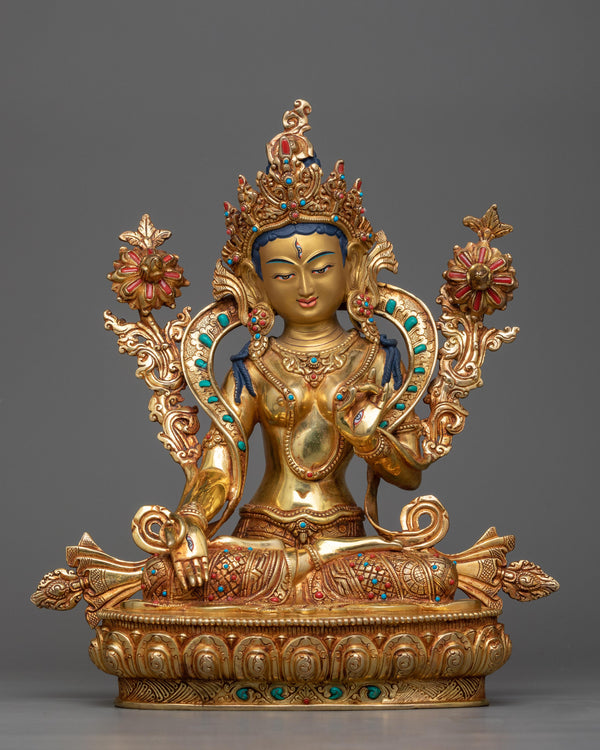 white-tara-gilt copper sculpture