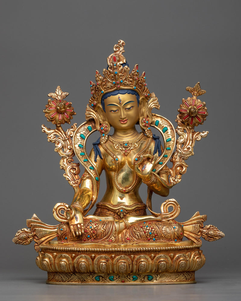 white-tara-gilt copper sculpture