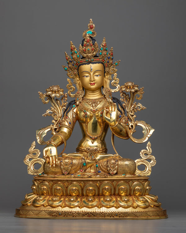 white-tara-gilt statue