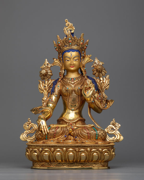 white-tara-golden sculpture