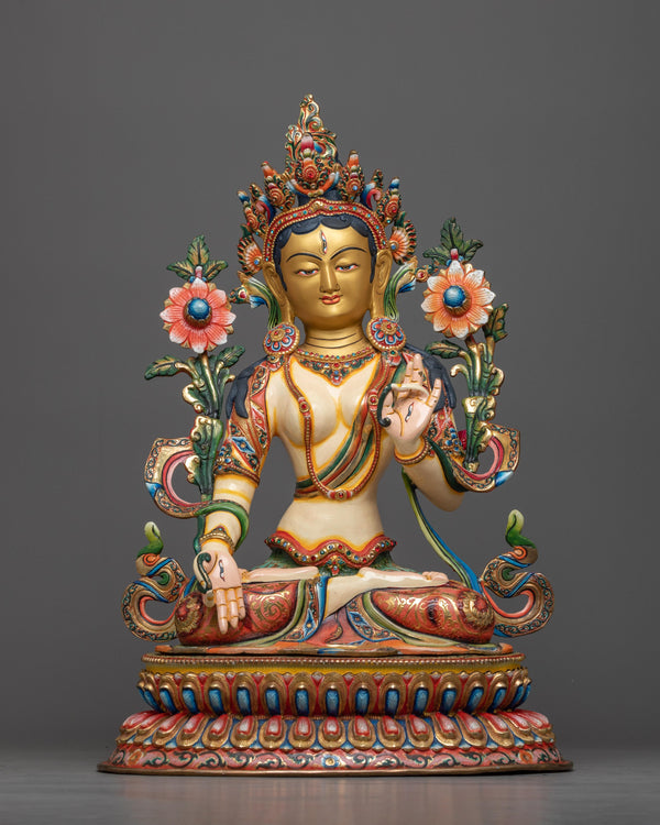 white painted white-tara statue