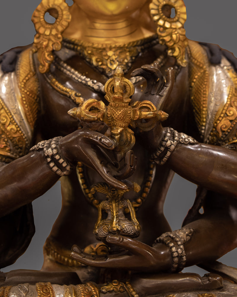 Namgyalma Deity of Longevity Sculpture | 24K Gold Gilded and Oxidized Copper