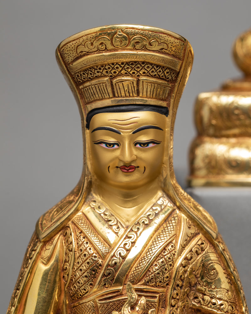 Marpa Milarepa Gampopa Statue | Gold Gilded Sculpture