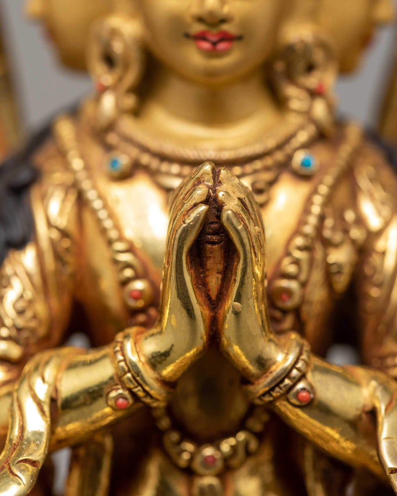 1000 Armed Chenrezig-Avalokiteshvara Statue | 24K Gold Hand Carved Himalayan Statue