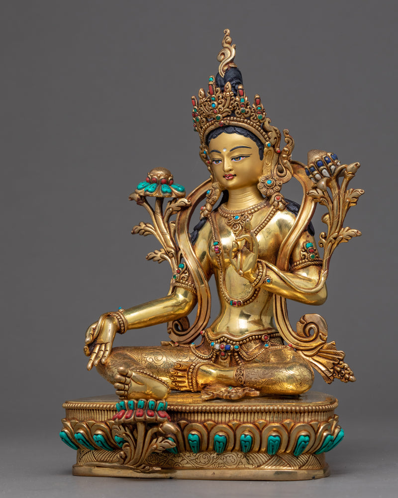 Buddha Green Tara Art | Traditionally Hand Carved Statue