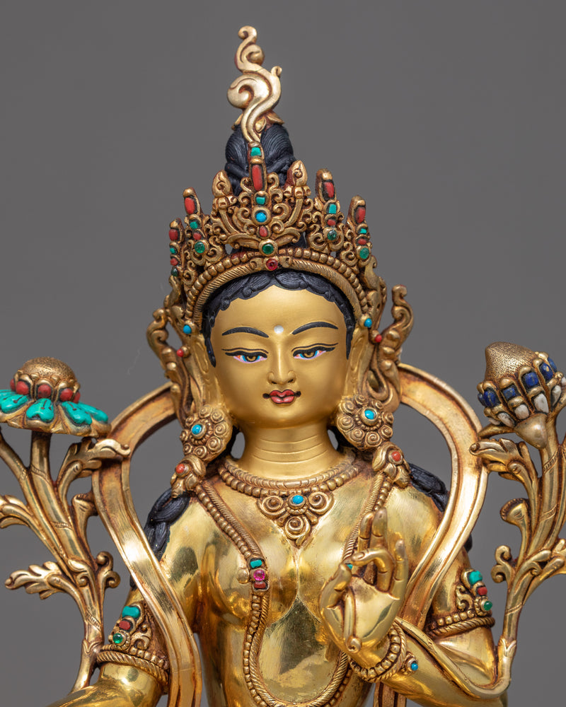 Buddha Green Tara Art | Traditionally Hand Carved Statue