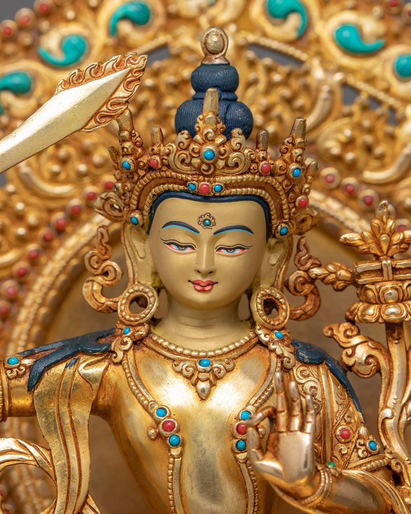 Tibetan Manjushri Statue | Bodhisattva Wisdom Deity