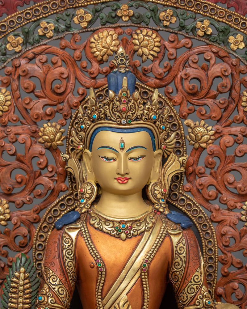 Ksitigarbha Statue on Magnificent Throne | Tibetan Art