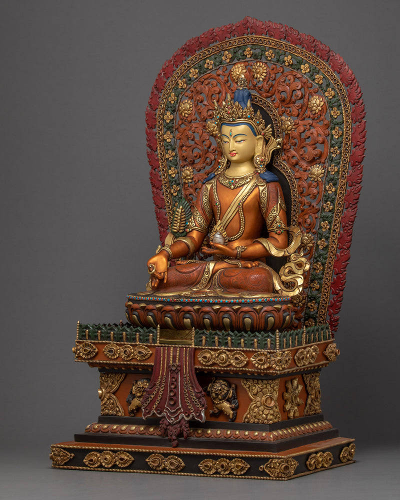 Ksitigarbha Statue on Magnificent Throne | Tibetan Art