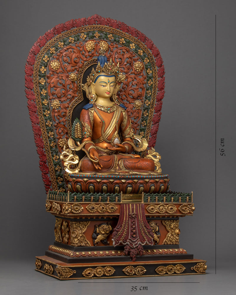 Ksitigarbha Statue on Magnificent Throne | Tibetan Art