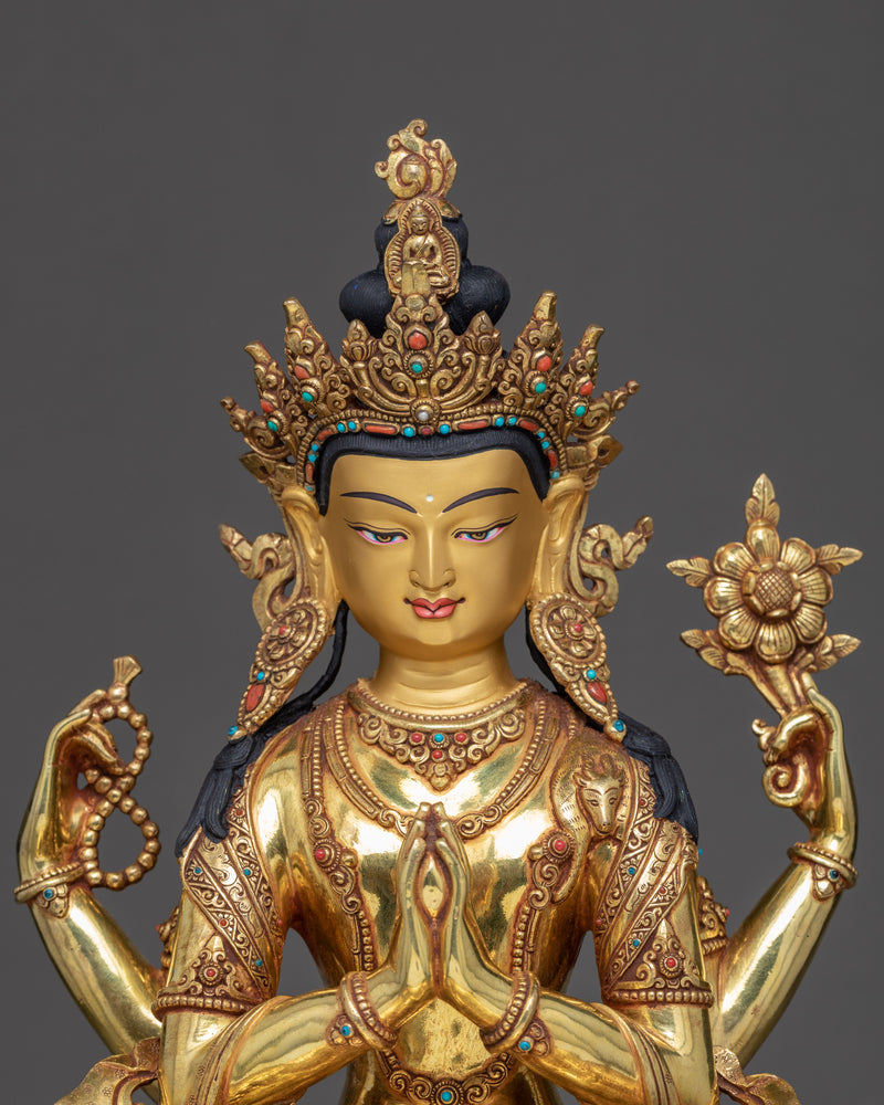 Bodhisattva Chenrezig Art | Traditionally Hand Carved Statue