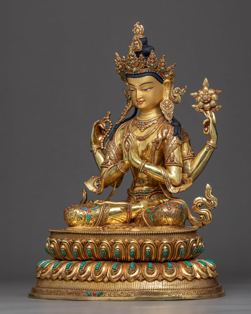 Bodhisattva Chenrezig Art | Traditionally Hand Carved Statue