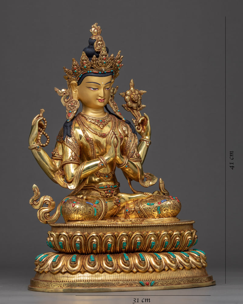 Bodhisattva Chenrezig Art | Traditionally Hand Carved Statue