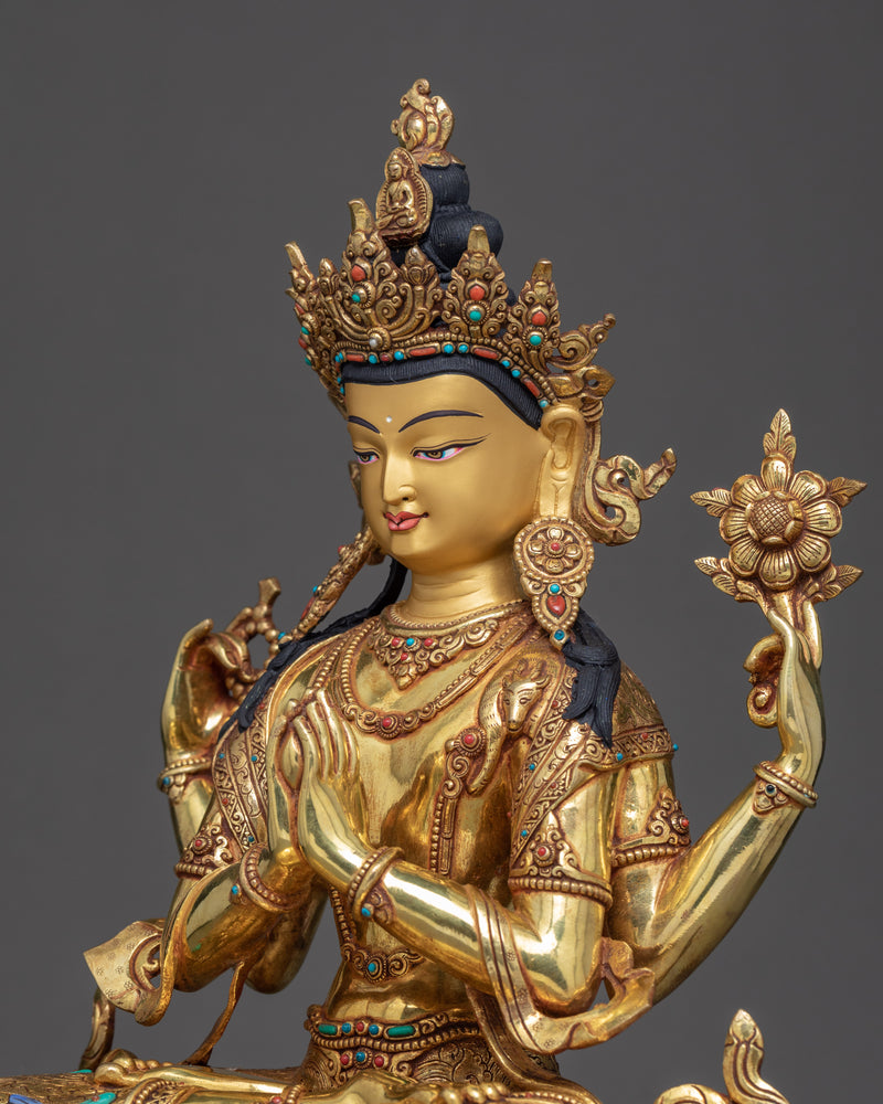 Bodhisattva Chenrezig Art | Traditionally Hand Carved Statue