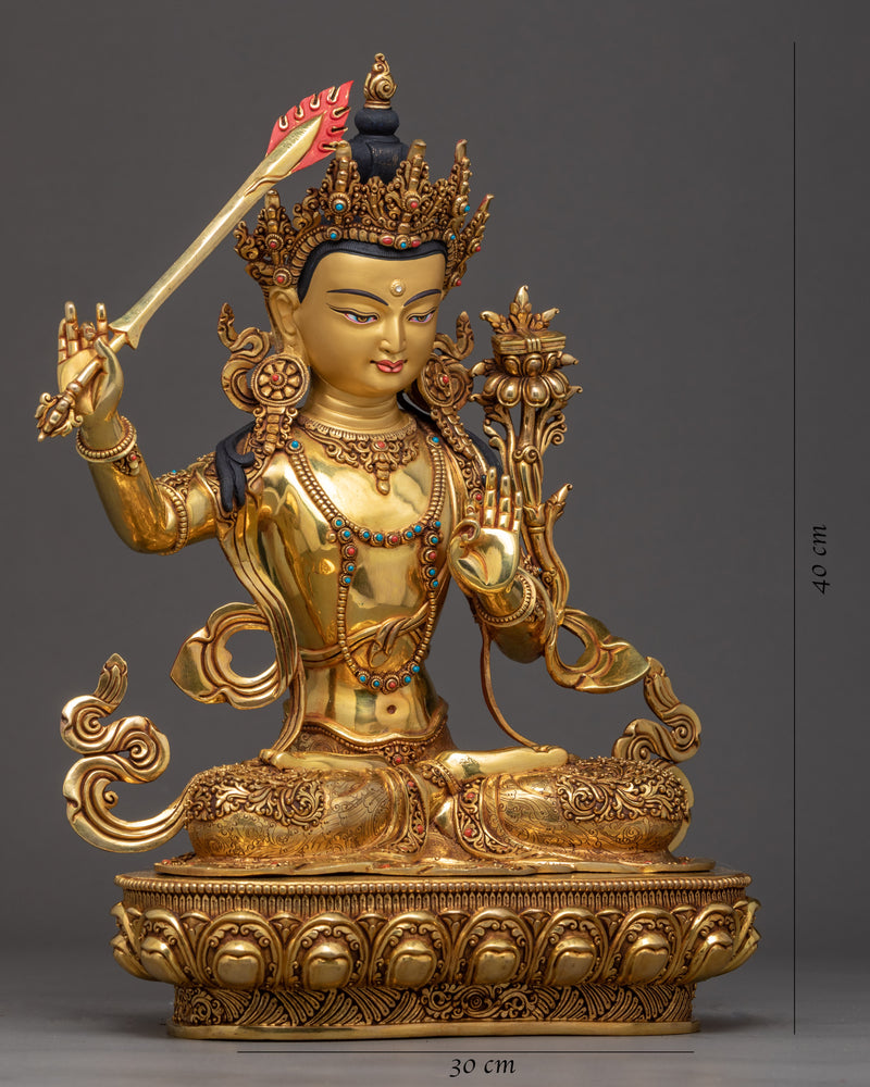 Manjushri Bodhisattva Art | Traditionally Hand Carved Tibetan Statue