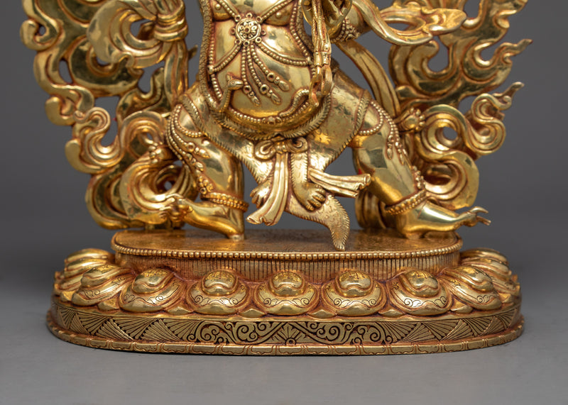 Wrathful Vajrapani Sculpture | Tibetan Gold Plated Art