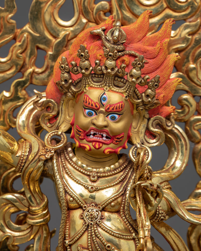 Wrathful Vajrapani Sculpture | Tibetan Gold Plated Art