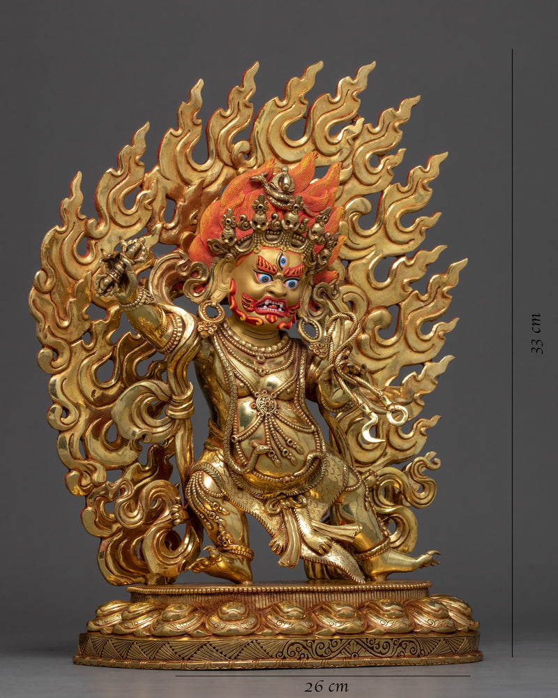 Wrathful Vajrapani Sculpture | Tibetan Gold Plated Art