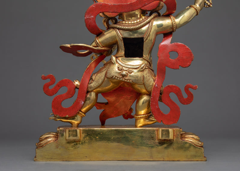 Wrathful Vajrapani Sculpture | Tibetan Gold Plated Art