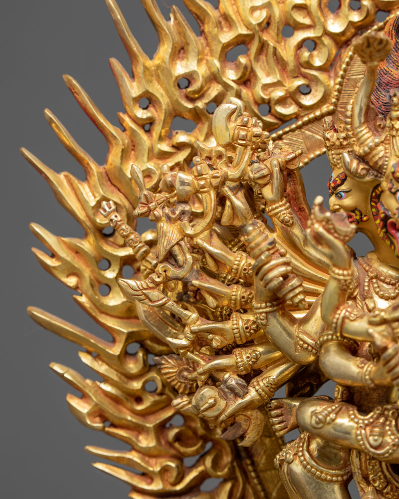 Yamantaka Yidam Statue | Traditionally Gold Gilded Buddhist Art