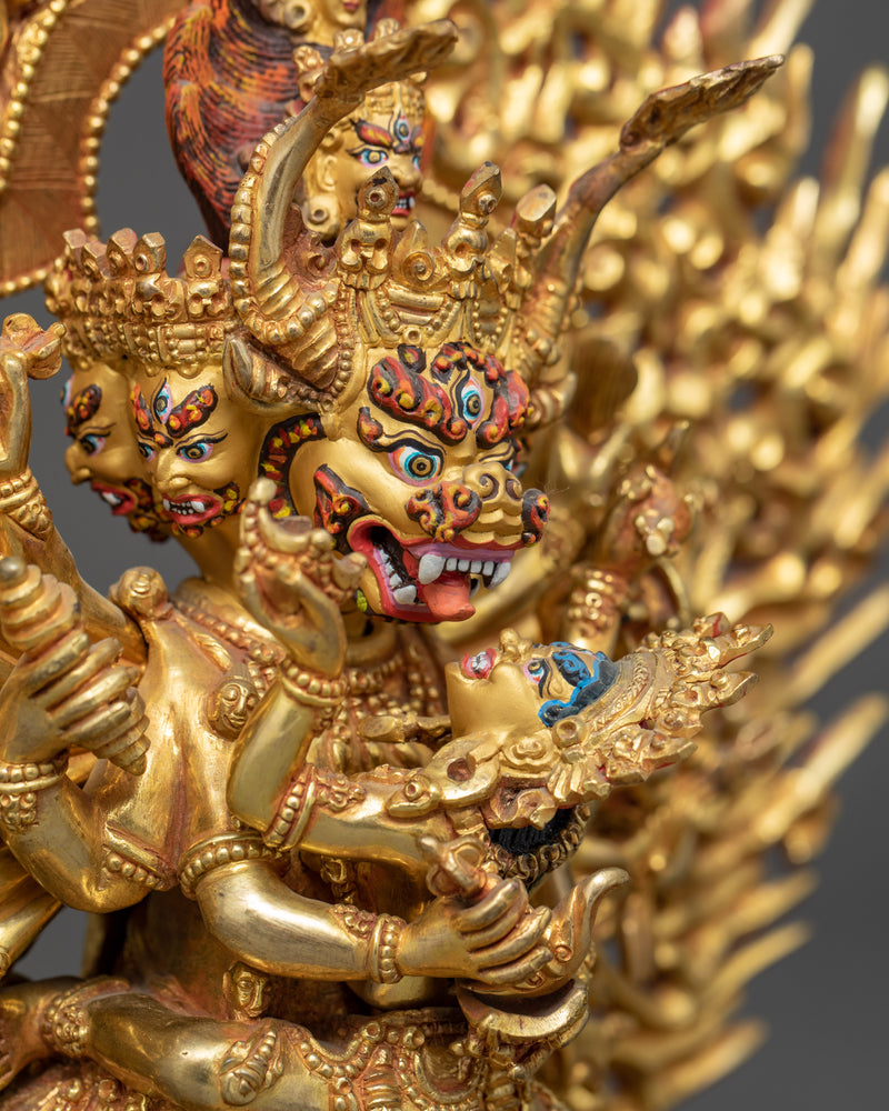 Yamantaka Yidam Statue | Traditionally Gold Gilded Buddhist Art