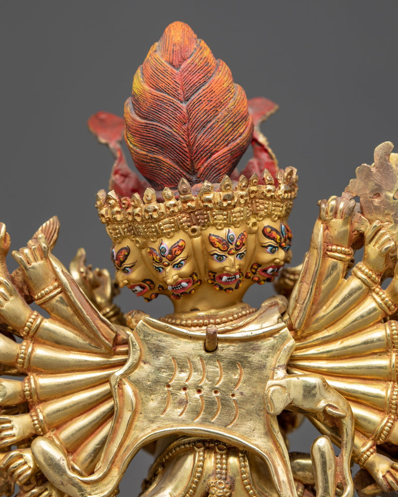 Yamantaka Yidam Statue | Traditionally Gold Gilded Buddhist Art