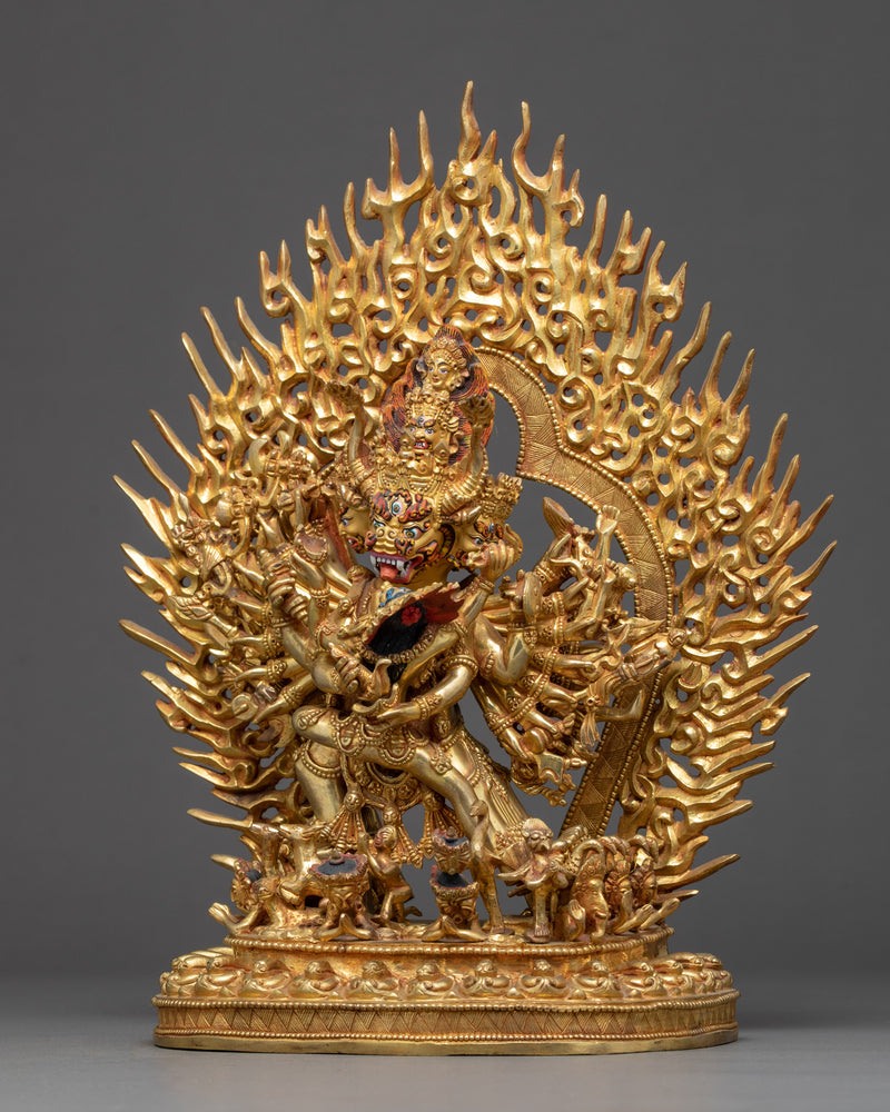 Yamantaka Yidam Statue | Traditionally Gold Gilded Buddhist Art