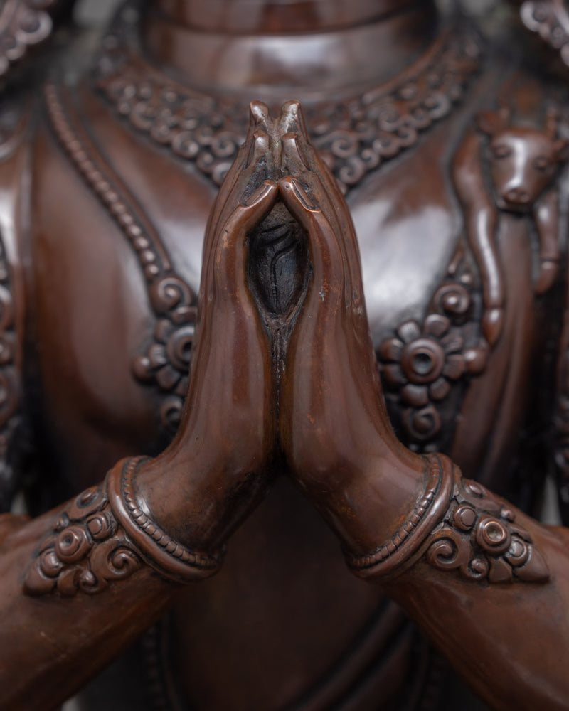 Chenrezig Tibetan Statue | Traditionally Hand Carved Buddhist Art