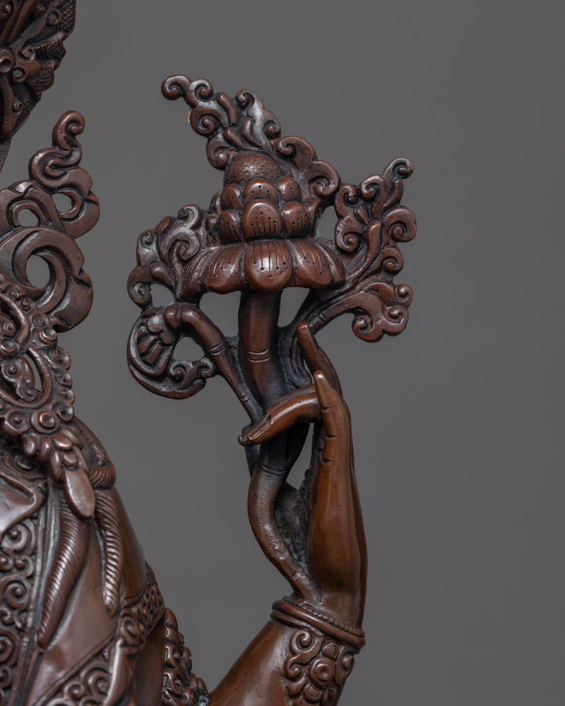 Chenrezig Tibetan Statue | Traditionally Hand Carved Buddhist Art