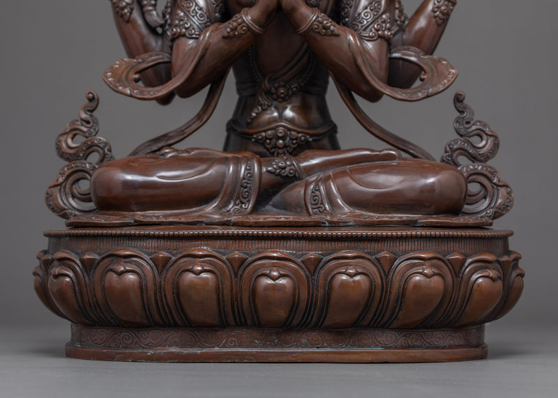 Chenrezig Tibetan Statue | Traditionally Hand Carved Buddhist Art