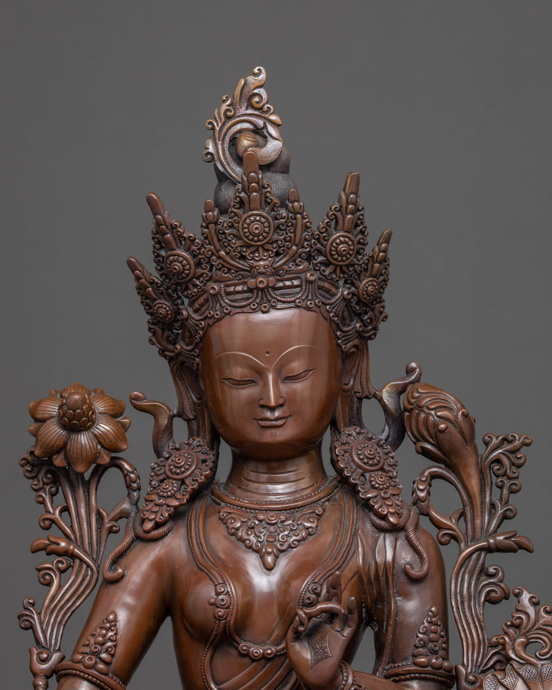 Goddess Green Tara Statue | Traditionally Hand Carved Sculpture