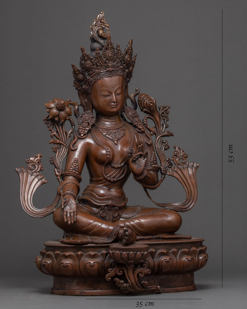 Goddess Green Tara Statue | Traditionally Hand Carved Sculpture