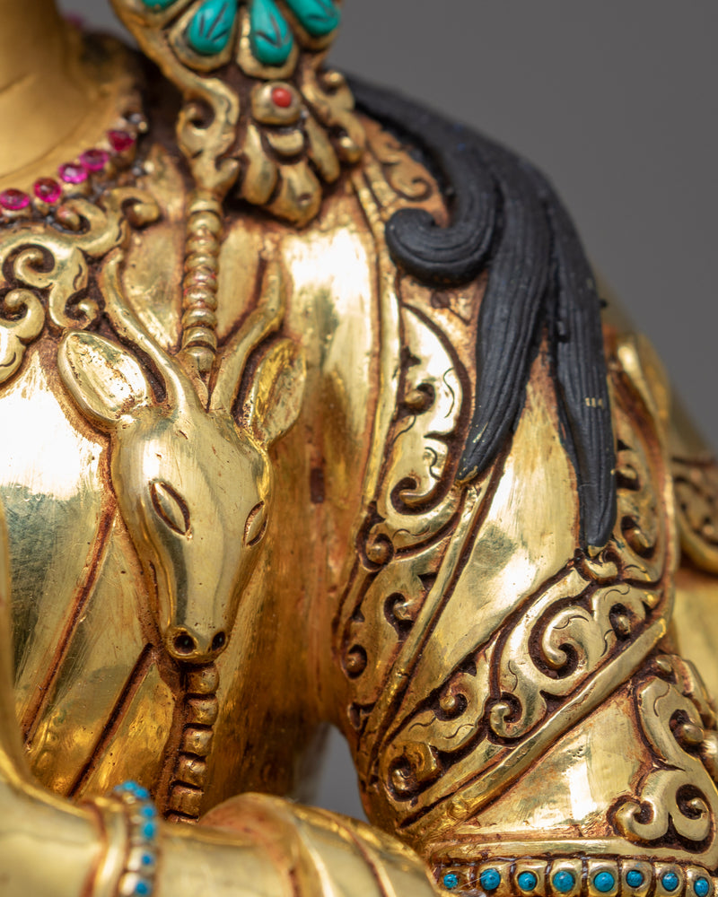 Chenrezig Gold Plated Sculpture | Traditional Himalayan Art