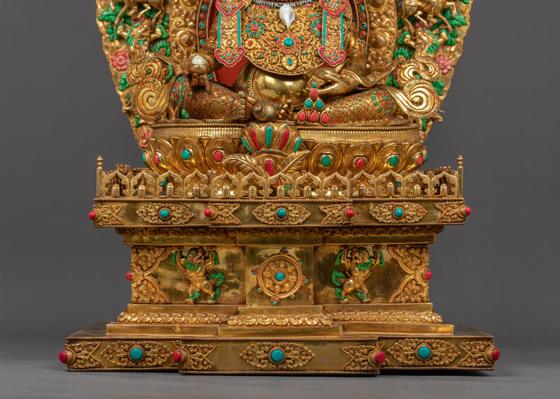 Large Dzambhala Statue on Throne | God of Fortune and Wealth