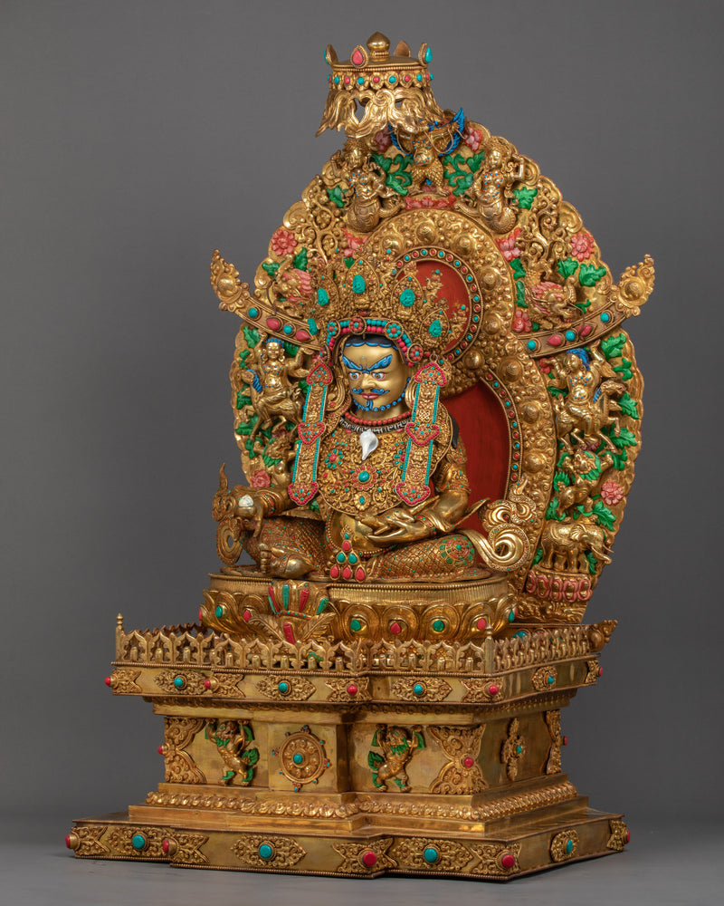 Large Dzambhala Statue on Throne | God of Fortune and Wealth