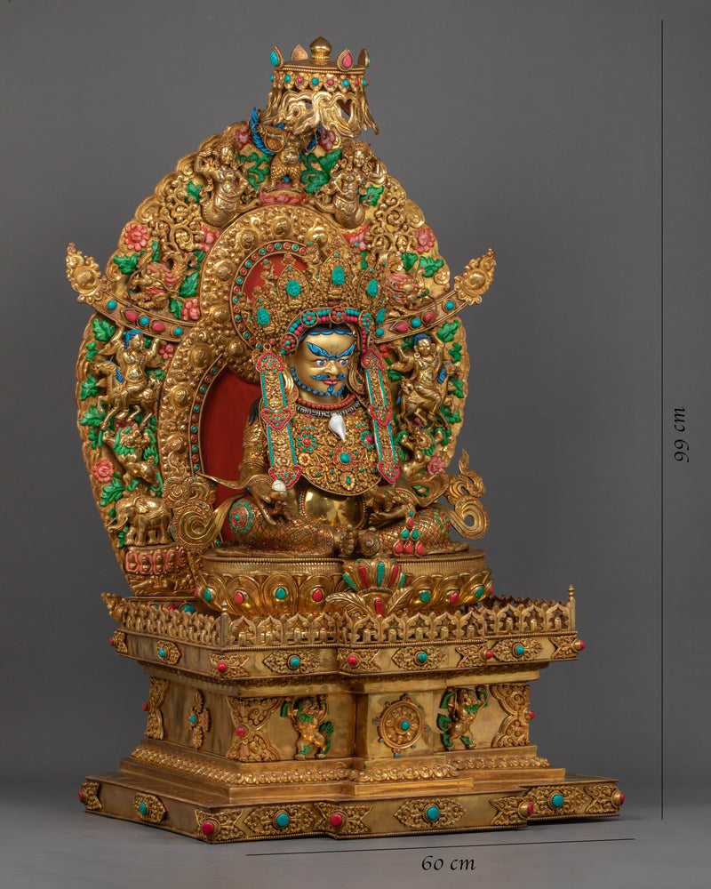 Large Dzambhala Statue on Throne | God of Fortune and Wealth