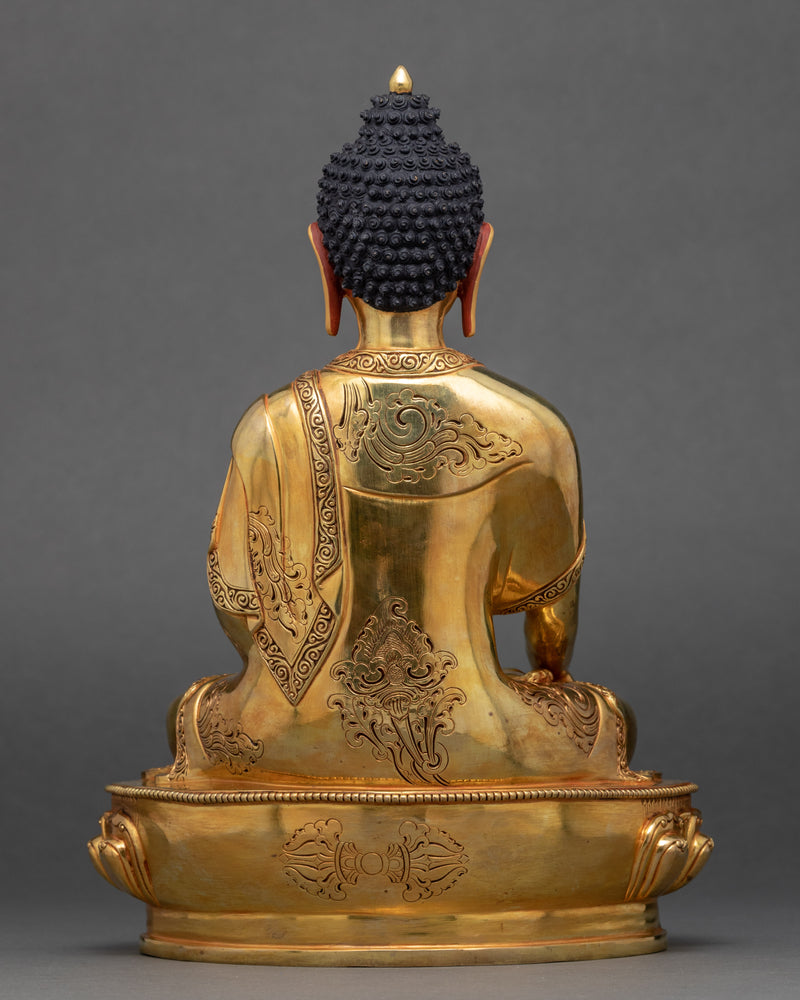 Gautama Buddha Gold Plated Sculpture | Hand Carved Artwork