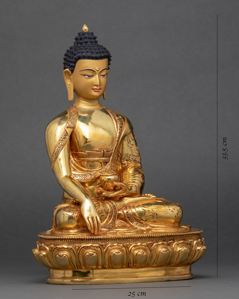 Gautama Buddha Gold Plated Sculpture | Hand Carved Artwork