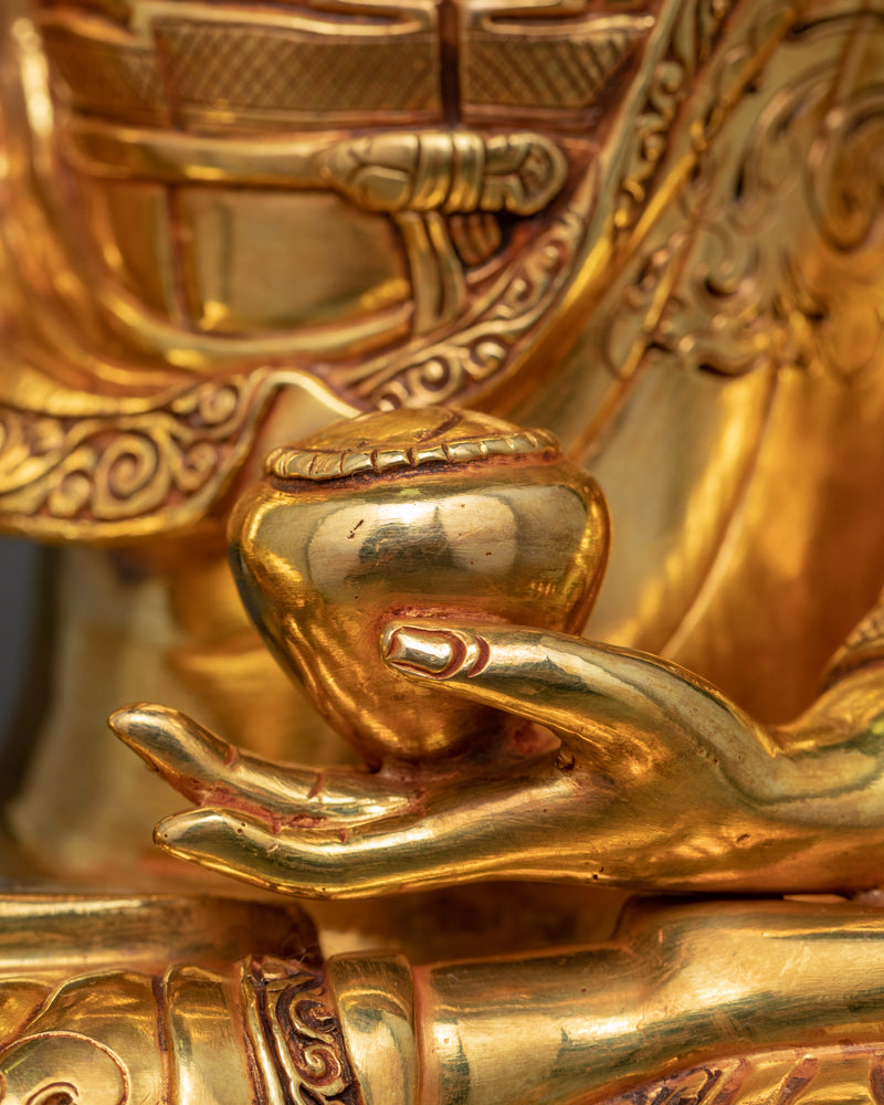 Gautama Buddha Gold Plated Sculpture | Hand Carved Artwork