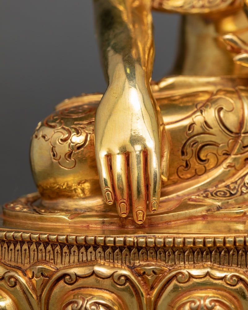 Gautama Buddha Gold Plated Sculpture | Hand Carved Artwork