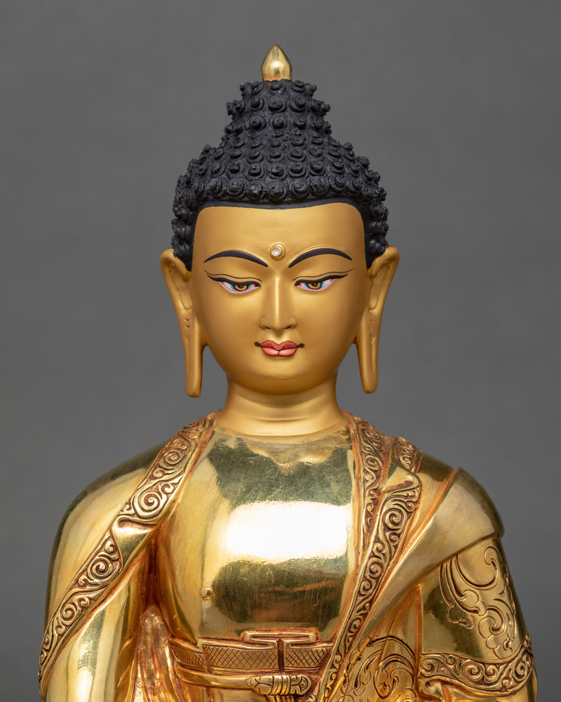 Gautama Buddha Gold Plated Sculpture | Hand Carved Artwork